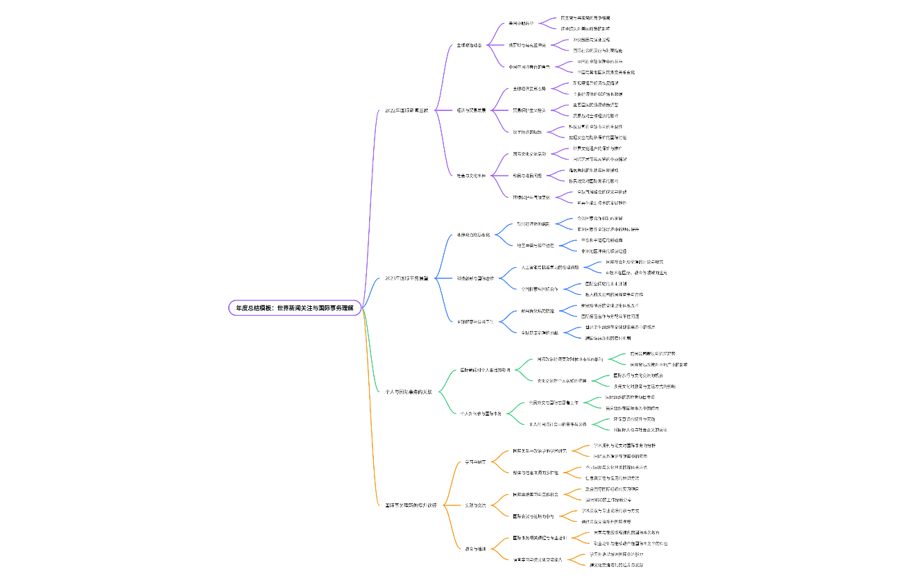 年度总结模板：世界新闻关注与国际事务理解