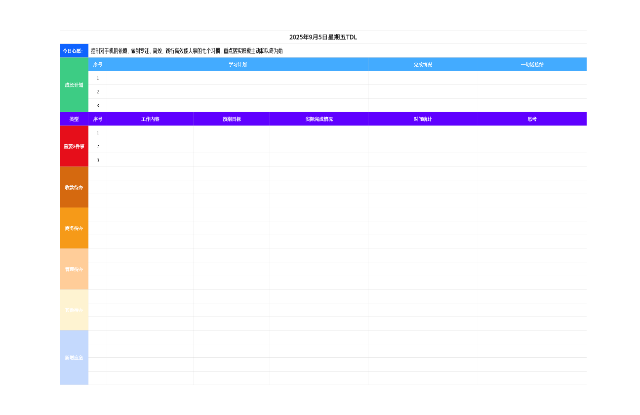 微小企业管理者每日工作清单TDL